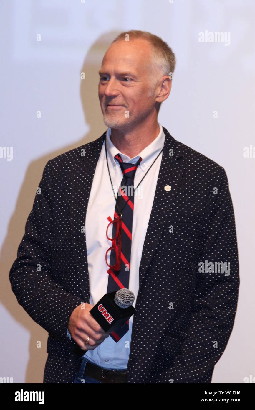 American director Alan Taylor smiles during a premiere for his movie 'Terminator Genisys' in Shanghai, China, 19 August 2015. Stock Photo