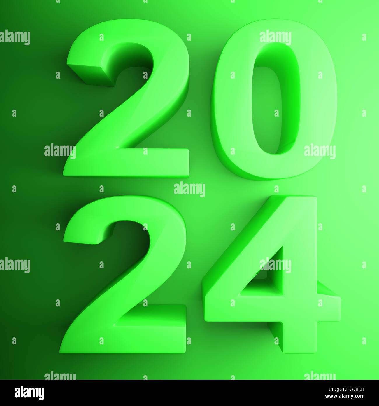 2024 green square icon 3D rendering illustration Stock Photo Alamy
