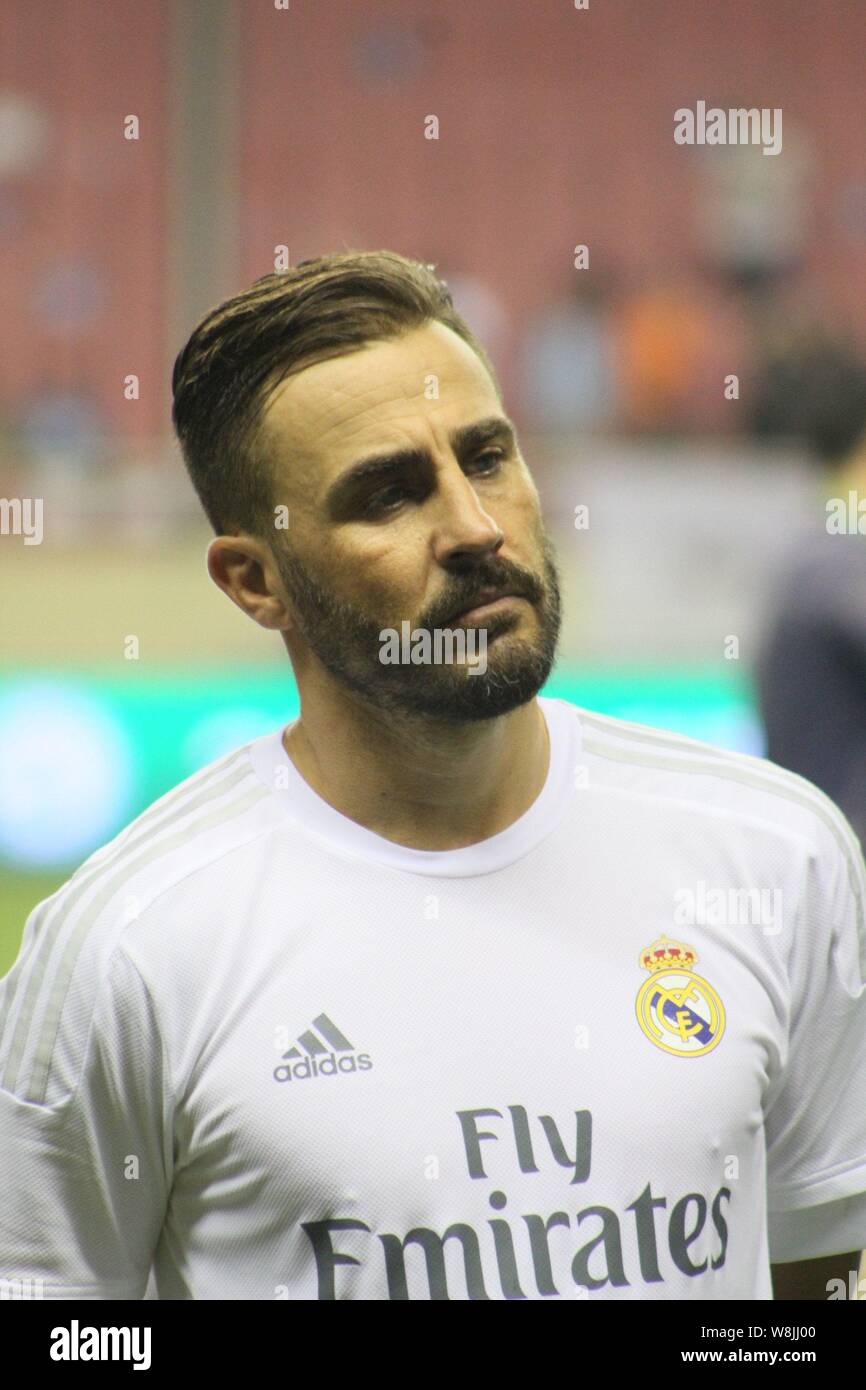 Italian Football Star Fabio Cannavaro Of Real Madrid Legends Poses