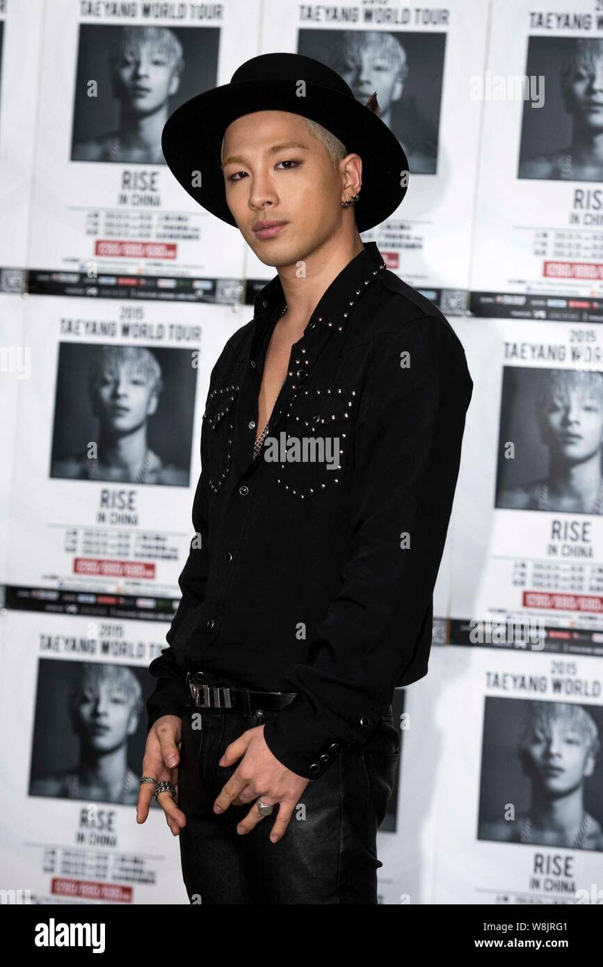 Dong Young Bae Better Known By His Stage Name Taeyang Or Sol Of South Korean Boy Group Big Bang Bigbang Poses During A Press Conference For His Co Stock Photo Alamy Dong Young Bae Better Known By His Stage Name Taeyang Or Sol Of South Korean Boy Group Big Bang Bigbang Poses During A Press Conference For His Co Stock Photo Alamy