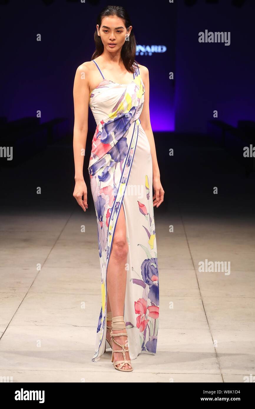 Taiwanese model Patina Lin displays a new creation during the Leonard