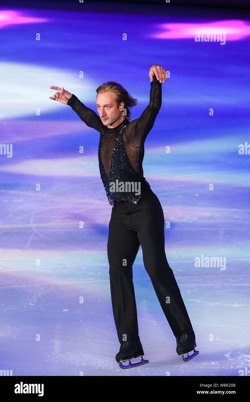 Russian figure skater Evgeni Viktorovich Plushenko performs at the opening ceremony for the ISU World Figure Skating Championships 2015 in Shanghai, C Stock Photo