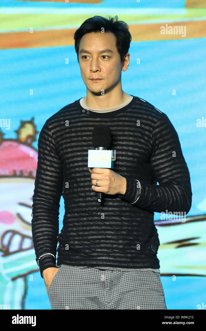 Hong Kong actor Daniel Wu attends a press conference for his movie 'Go away Mr. Tumour' in Beijing, China, 15 March 2015. Stock Photo