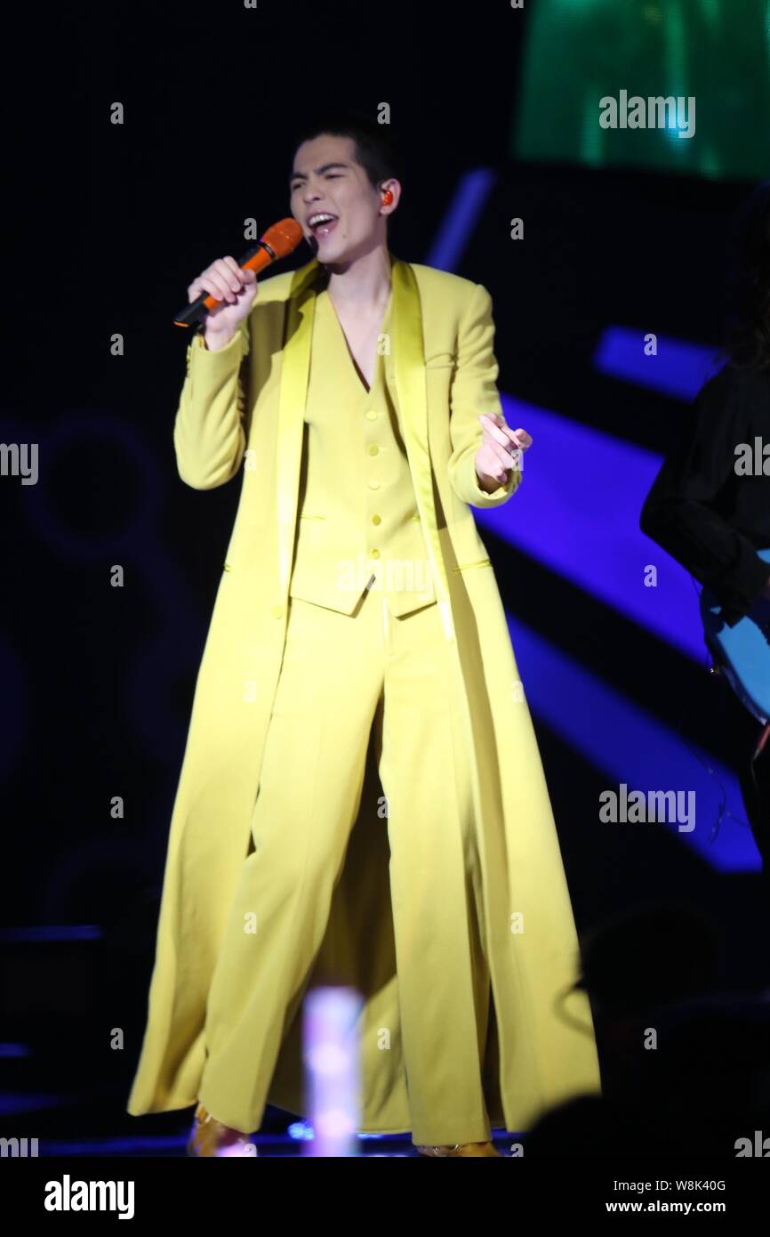 Taiwanese singer Jam Hsiao performs during the 2015 Taipei New Year's