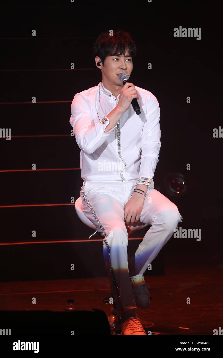 Jun Jin of South Korean boy band Shinhwa performs during a concert in ...