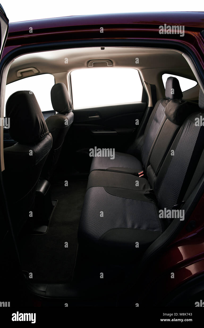 Interior of modern SUV car with back black seats isolated Stock Photo