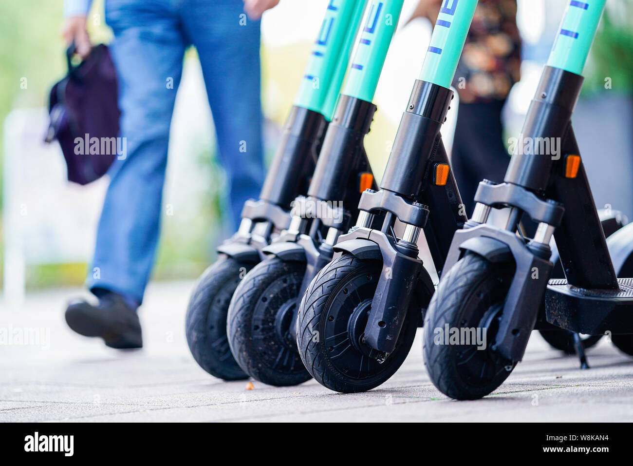 Heidelberg, Germany. 08th Aug, 2019. Escooters of the electric pedal