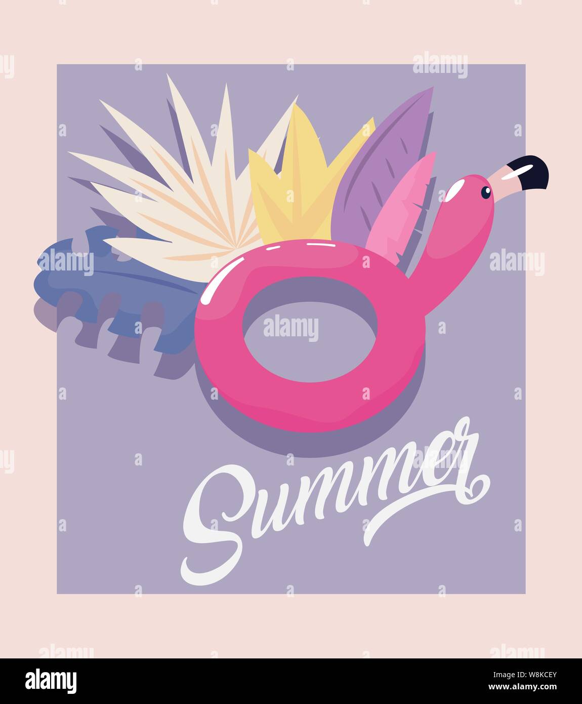 flamingo float foliage summer time vacations design vector illustration ...