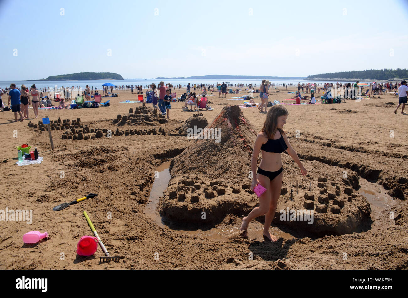 Building sand castles, New River Beach, New Brunswick Stock Photo Alamy