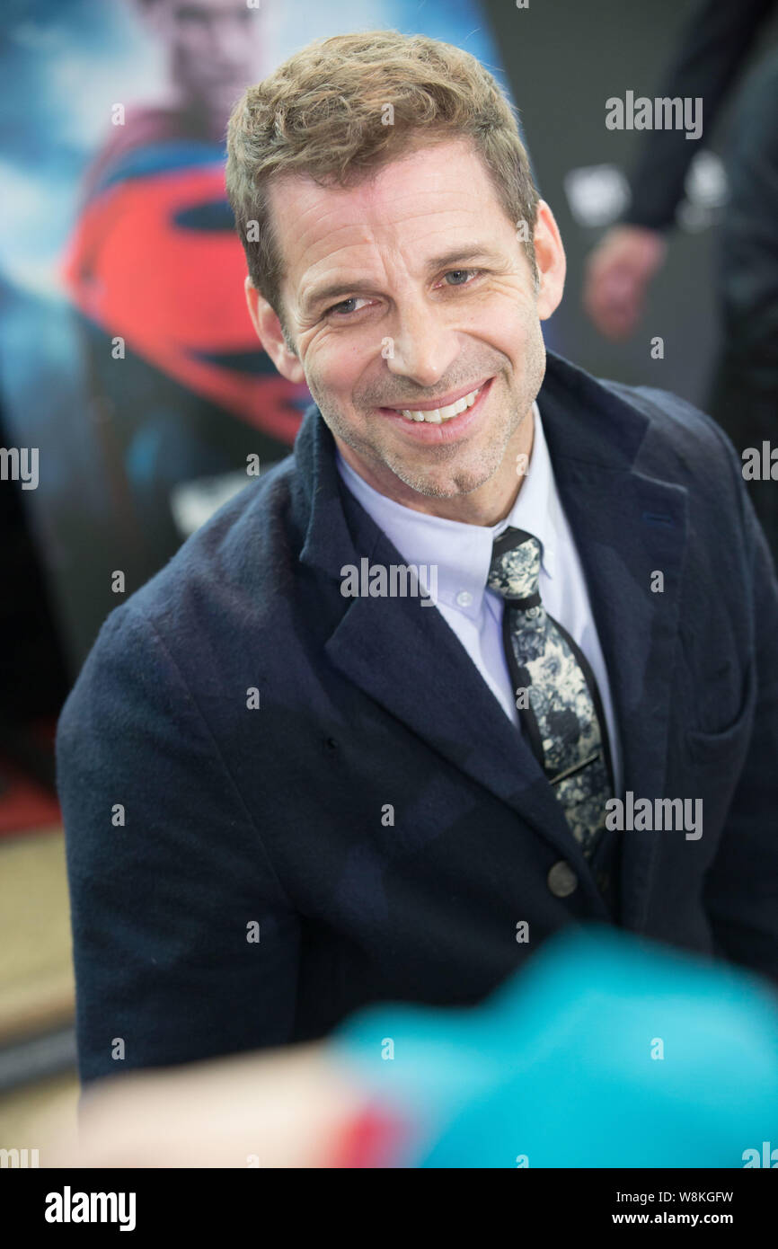 American director Zack Snyder arrives at a premiere for his new movie 'Batman v Superman: Dawn of Justice', alternatively known as 'Batman vs. Superma Stock Photo