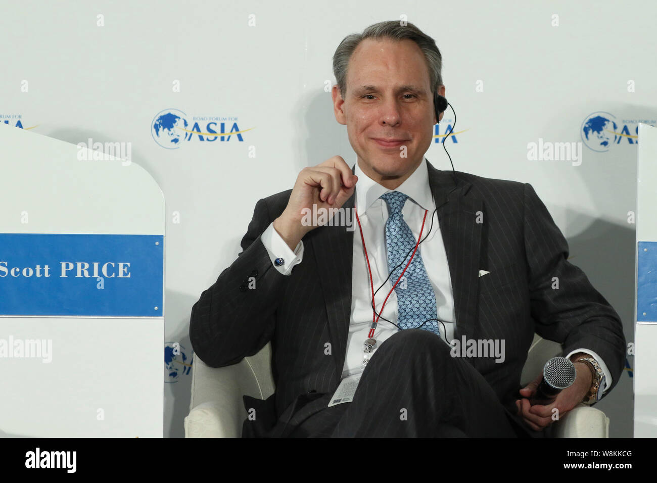 Scott Price, Chief Administration Officer of Walmart International, attends a sub-forum during the Boao Forum for Asia Annual Conference 2016 in Qiong Stock Photo