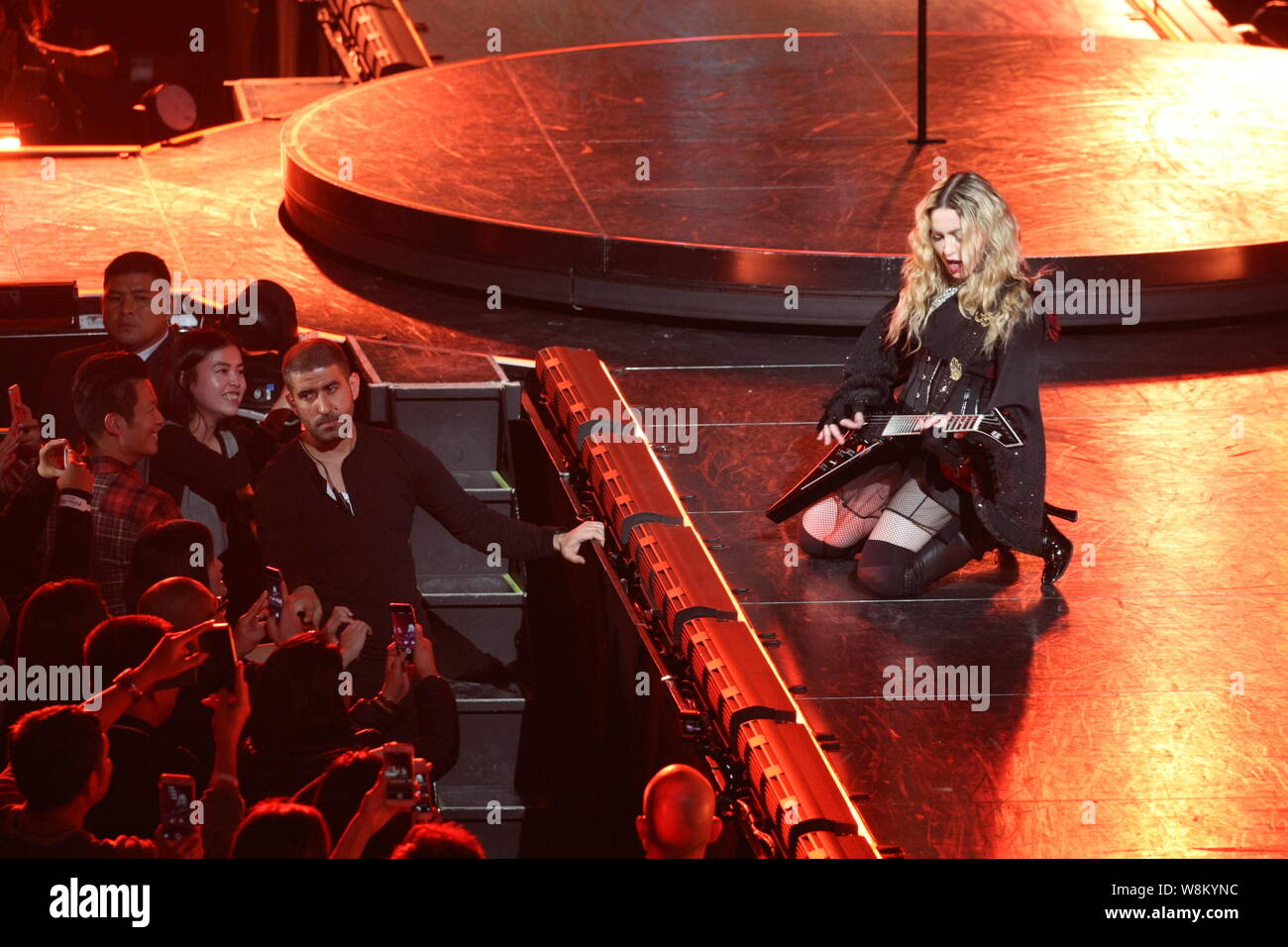 American singer Madonna performs at a concert during The Rebel Heart World Tour in Macau, China, 20 February 2016. Stock Photo