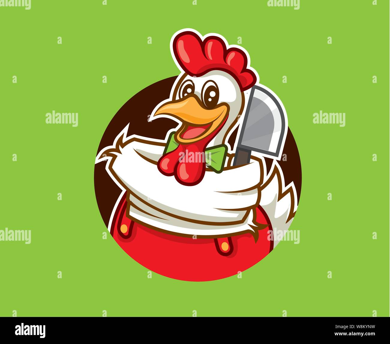 Cute chicken holding a cleaver, vector illustration Stock Vector