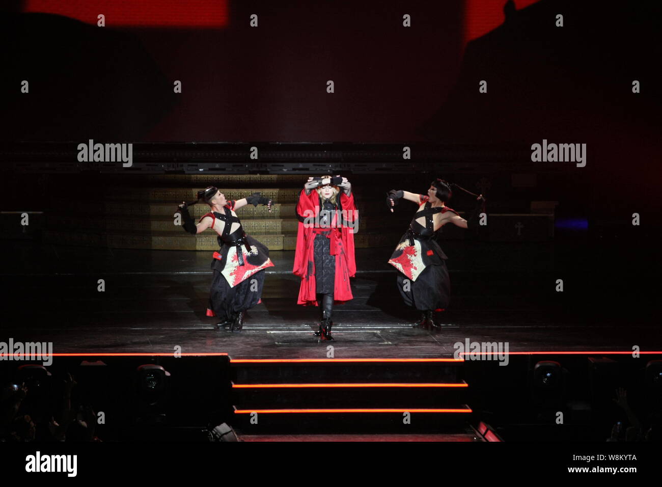 American singer Madonna performs at a concert during The Rebel Heart World Tour in Macau, China, 20 February 2016. Stock Photo