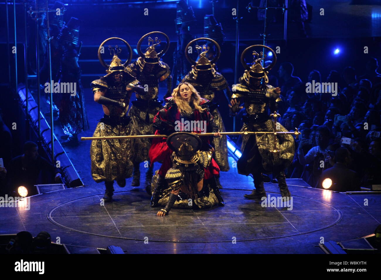 American singer Madonna performs at a concert during The Rebel Heart World Tour in Macau, China, 20 February 2016. Stock Photo