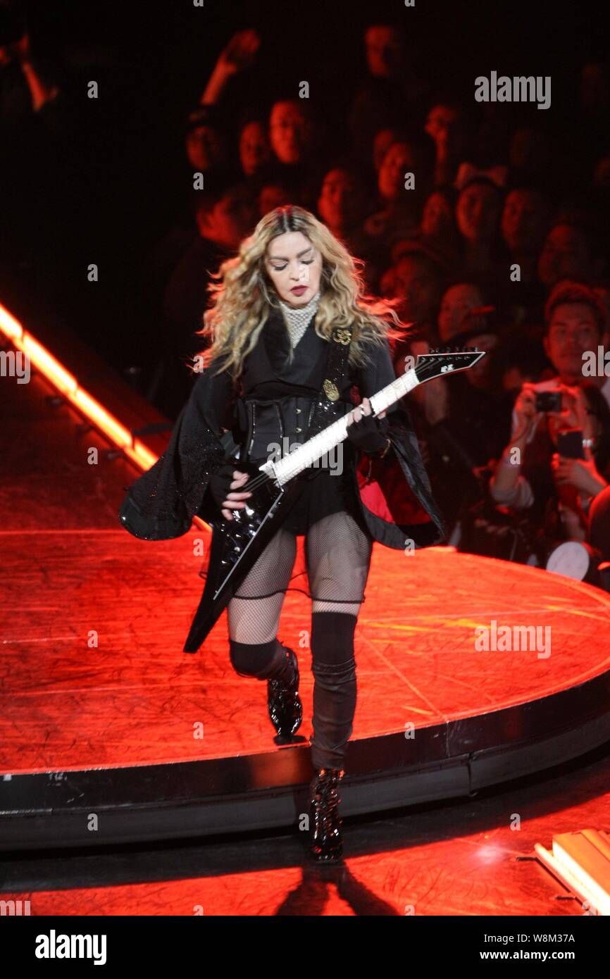 American singer Madonna performs at a concert during The Rebel Heart ...
