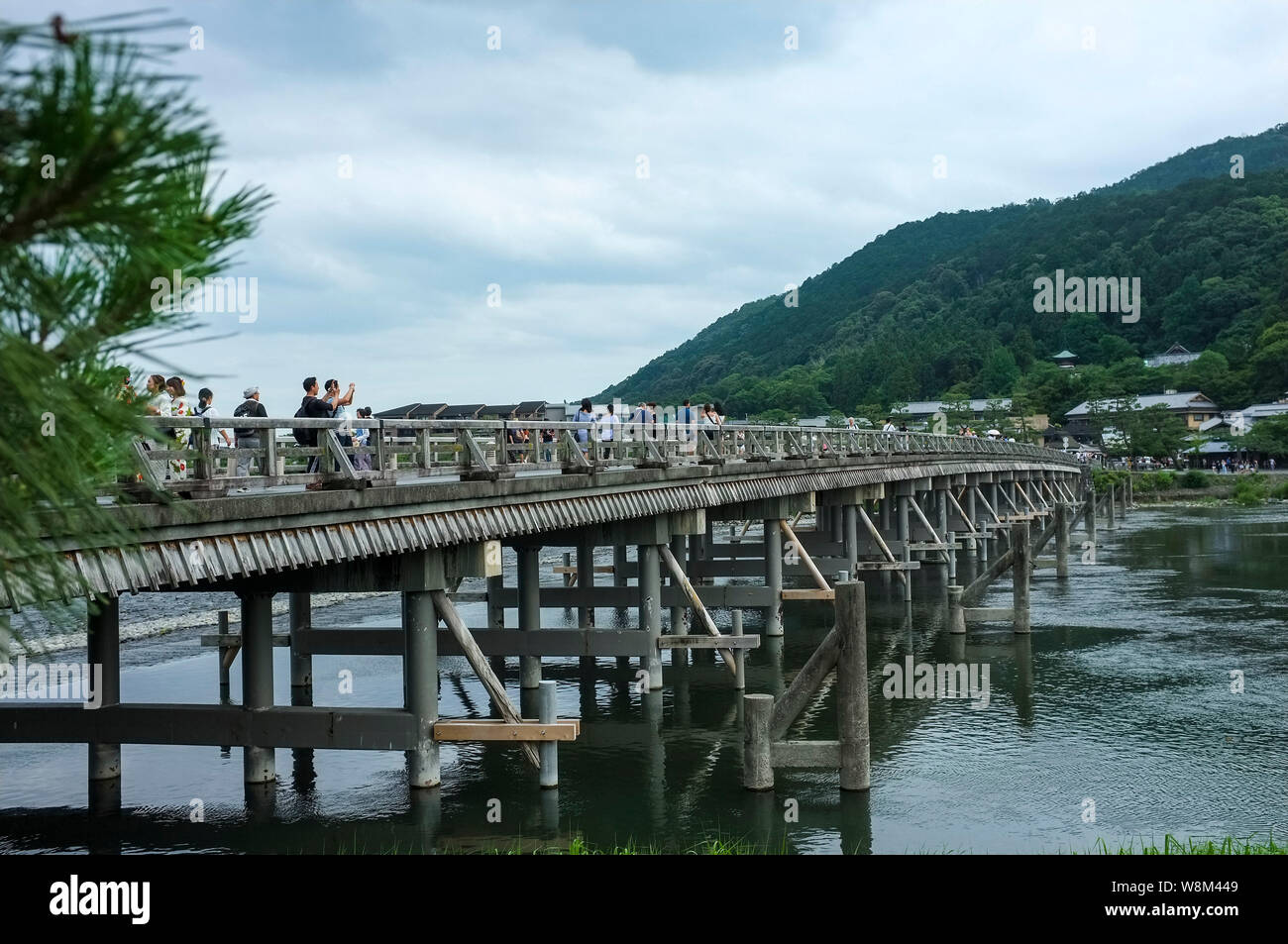 Togetsukyo Bridge on the Hozu or Hozu-gawa river at Arashiyama Kyoto. Stock Photo