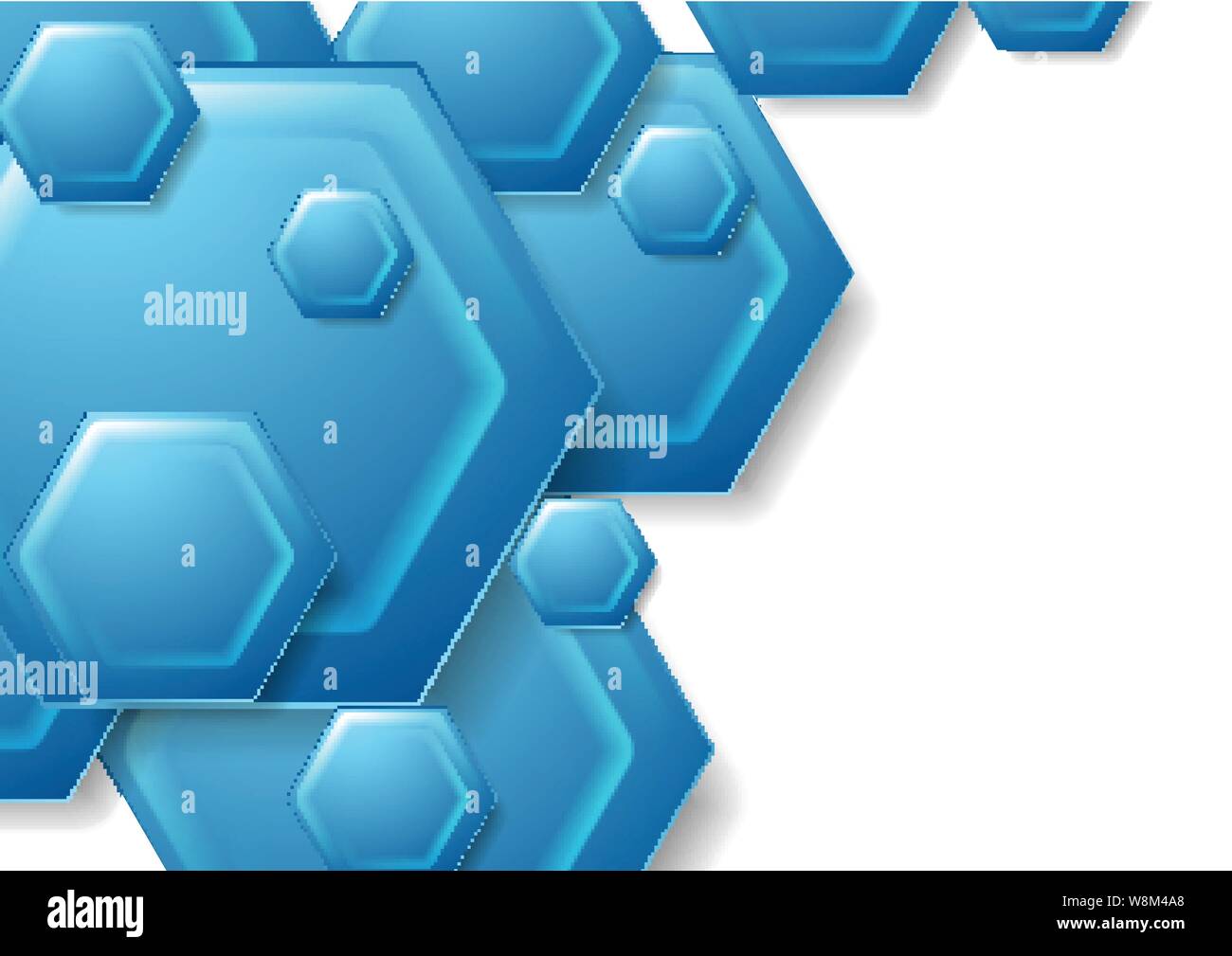 Abstract blue tech hexagons geometric background. Vector design Stock Vector