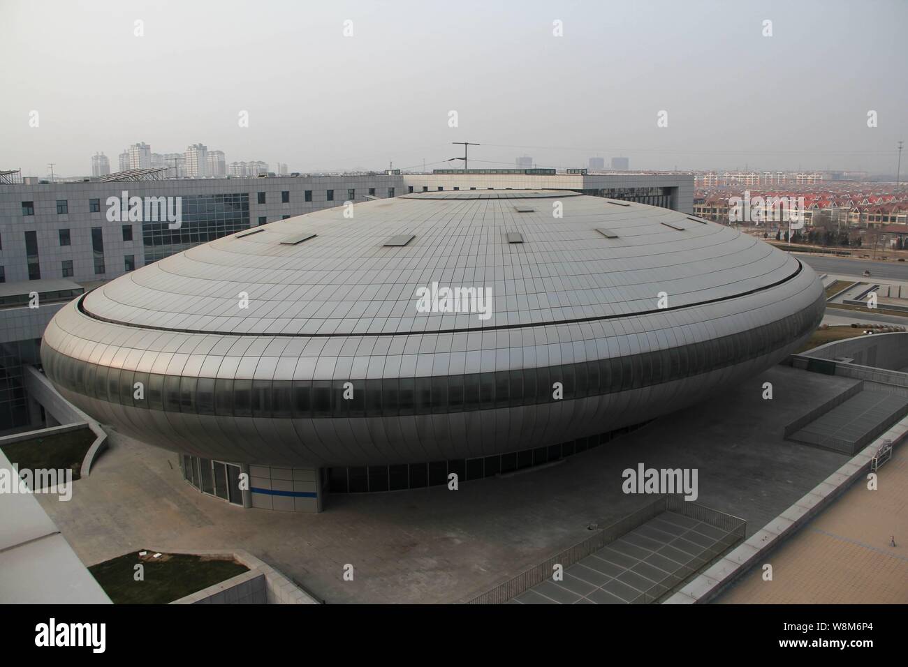 View of a 'flying saucer' built atop a new science and technology