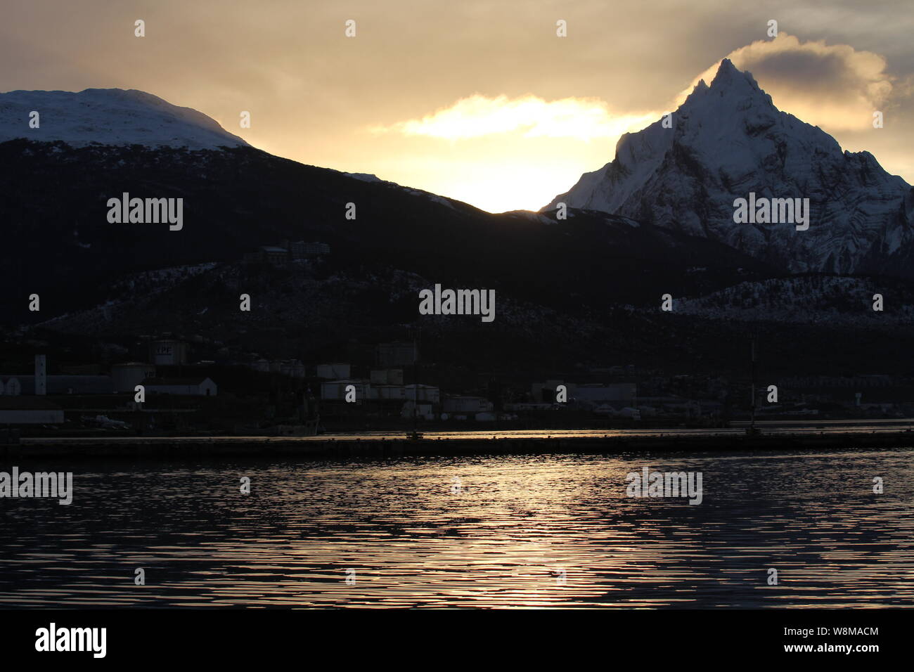 Sunrise in the city of Ushuaia, Tierra del Fuego, Argentina. July 2019 Stock Photo