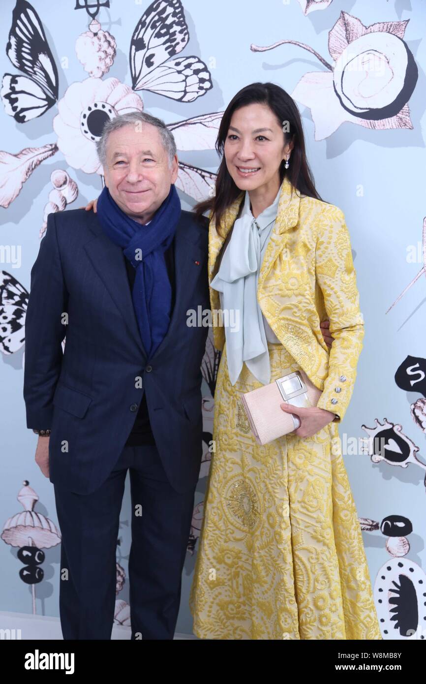 Malaysian actress Michelle Yeoh, right, and her boyfriend Jean Todt, former President of the Federation Internationale de l'Automobile (FIA), pose at Stock Photo