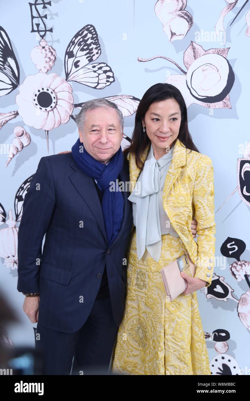 Malaysian actress Michelle Yeoh, right, and her boyfriend Jean Todt, former President of the Federation Internationale de l'Automobile (FIA), pose at Stock Photo