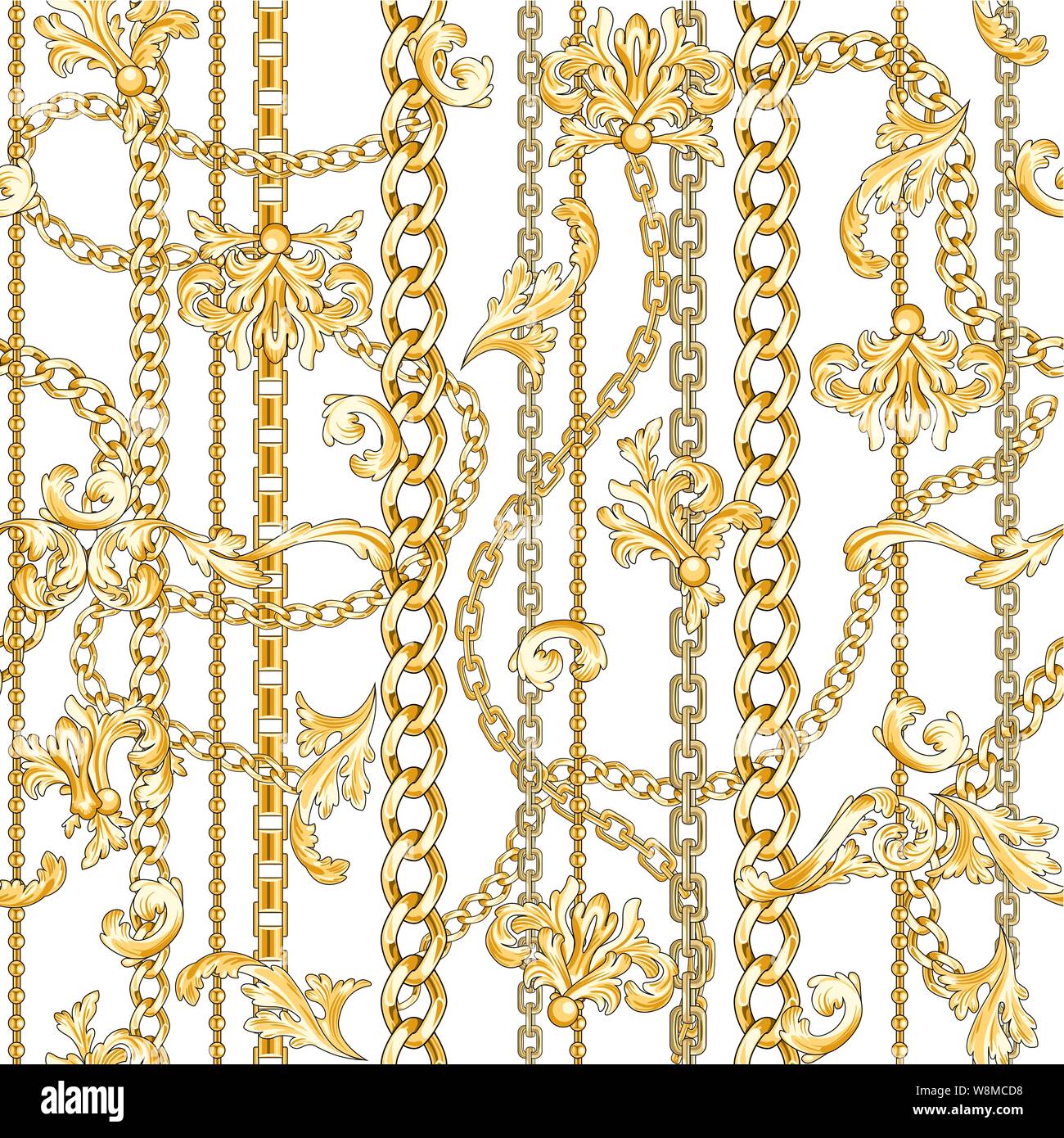 baroque flourishes and chains Stock Vector