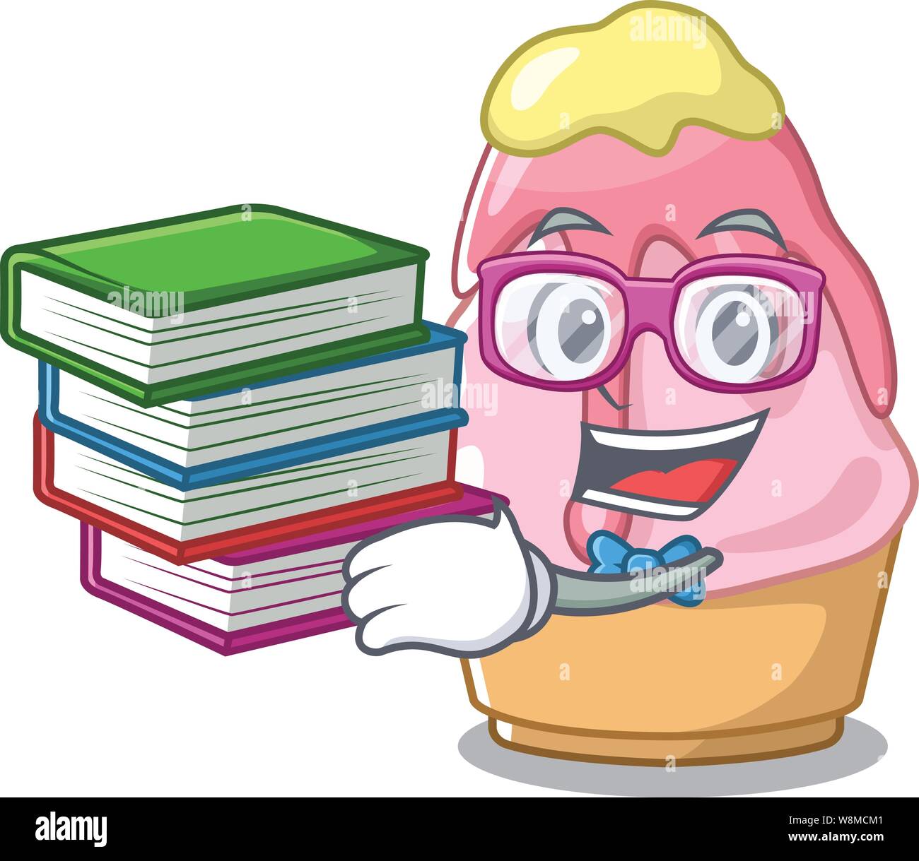 Student with book kakigori isolated with in the cartoon Stock Vector