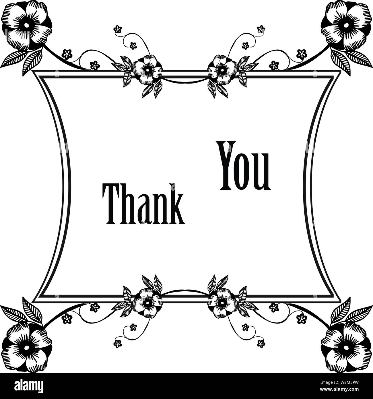 Decoration pattern frame, with lettering of thank you, with beautiful ...