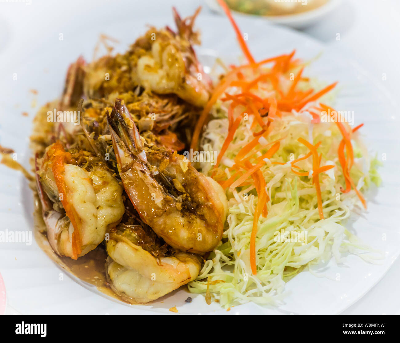 Fried Shrimp with Garlic Stock Photo - Alamy
