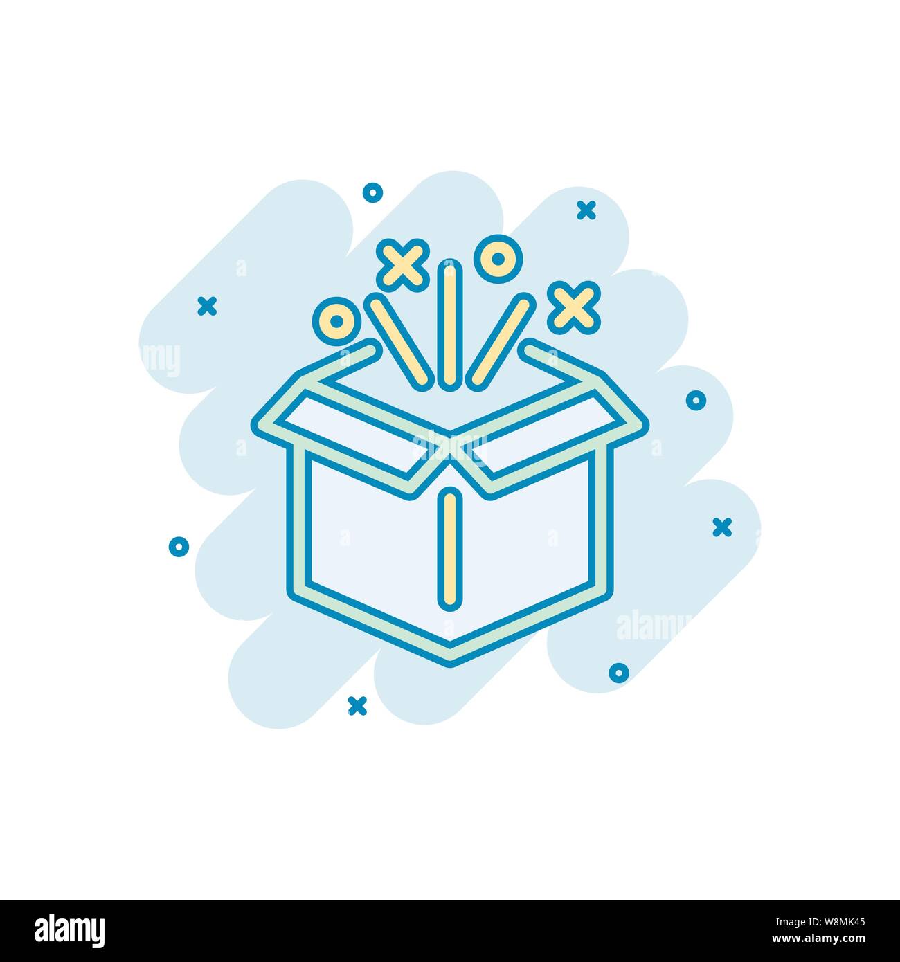 Gift box icon in comic style. Magic case vector cartoon illustration on ...