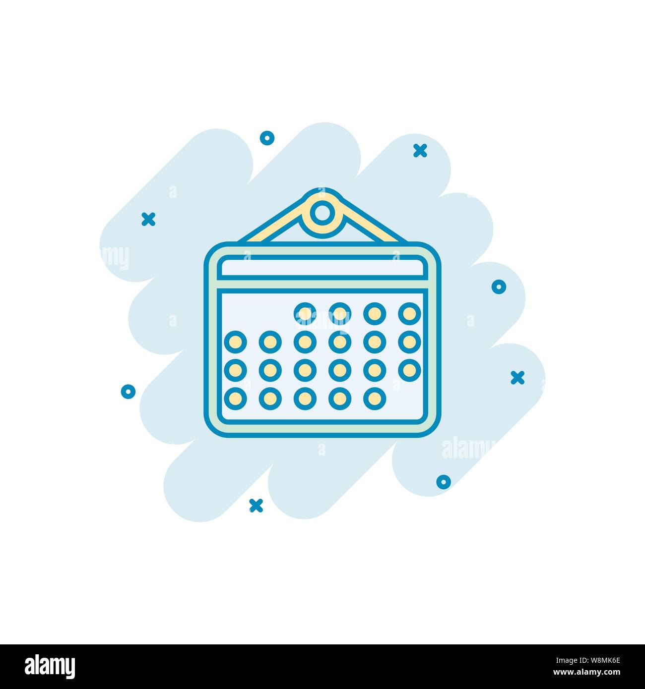 Calendar organizer icon in comic style. Appointment event vector cartoon illustration on white isolated background. Month deadline business concept sp Stock Vector