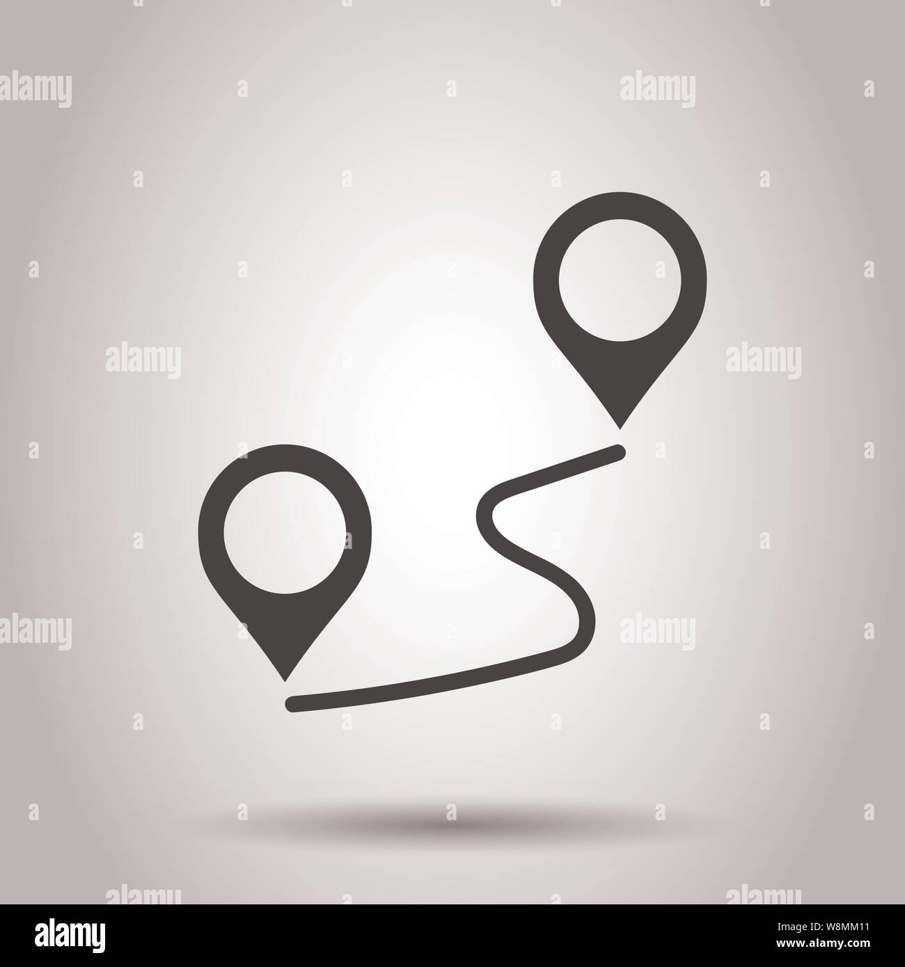 Distance pin icon in transparent style. Gps navigation vector