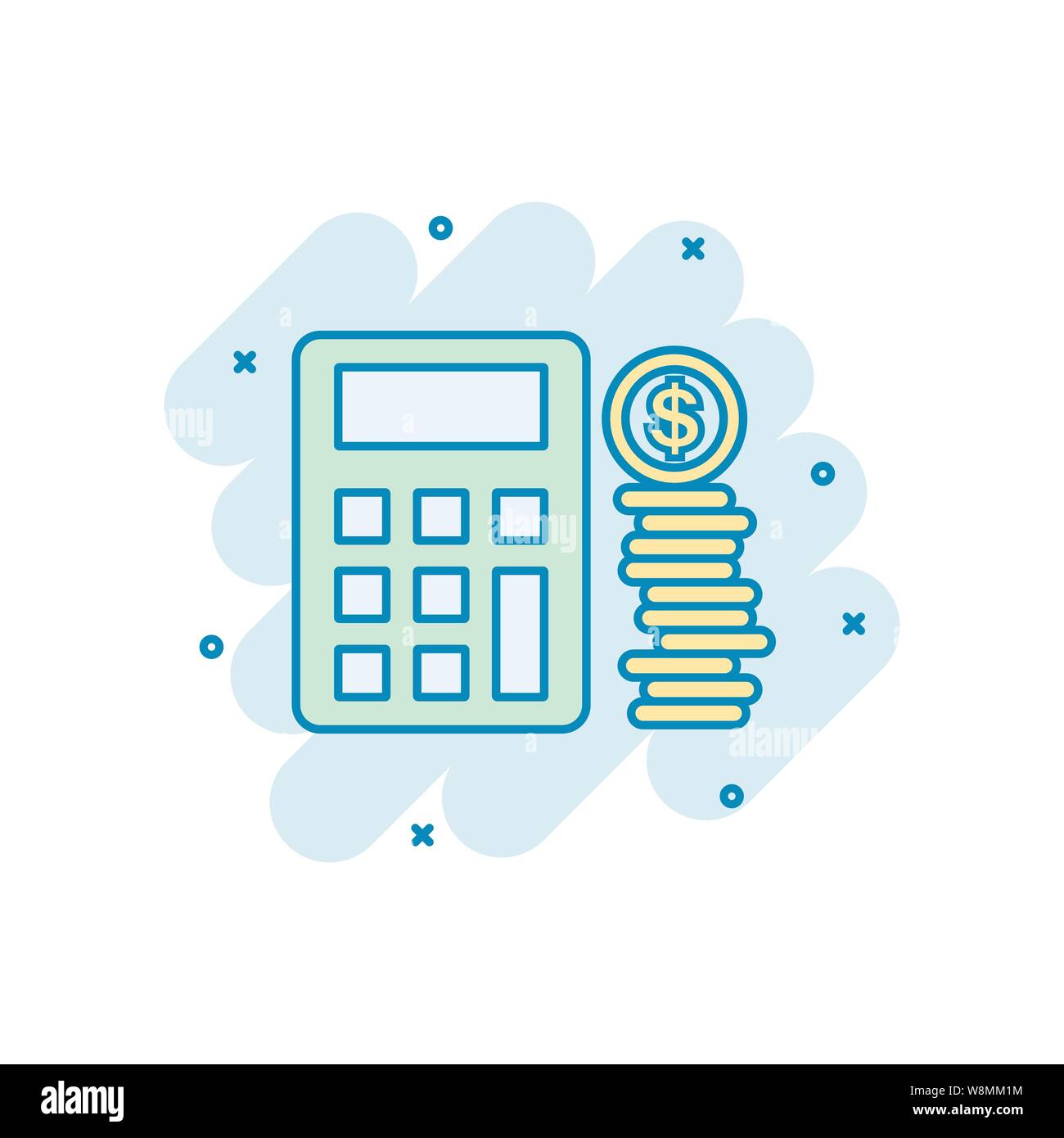 Money calculation icon in comic style. Budget banking vector cartoon ...