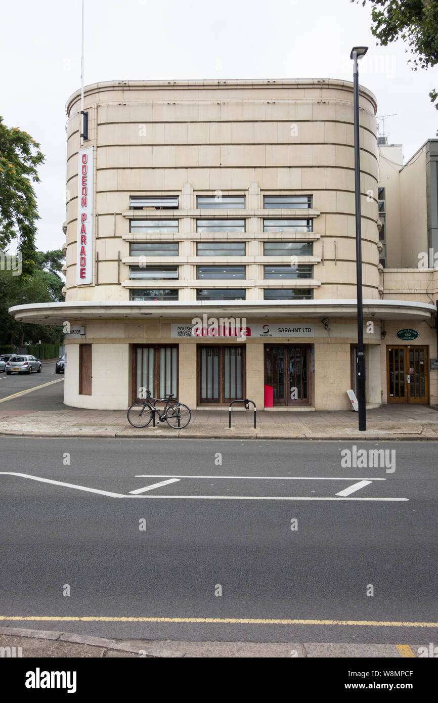 The Art Deco exterior of Cooltura and Polish Radio London (formerly Isleworth Studios) on Odeon Parade, London Road, Isleworth, London, UK Stock Photo