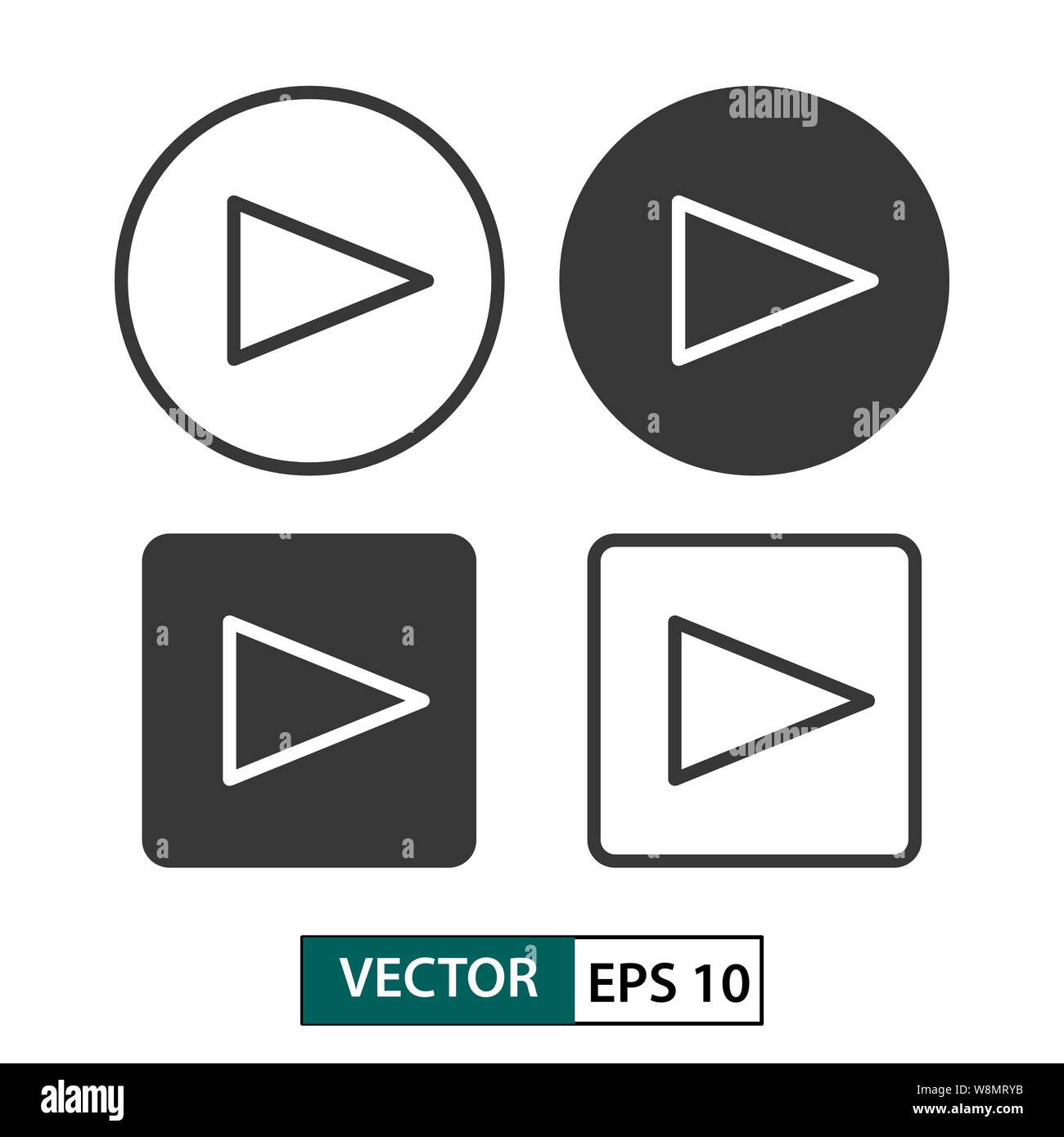 Play button vector icon set. Isolated on white background. Vector illustration EPS 10 Stock Vector