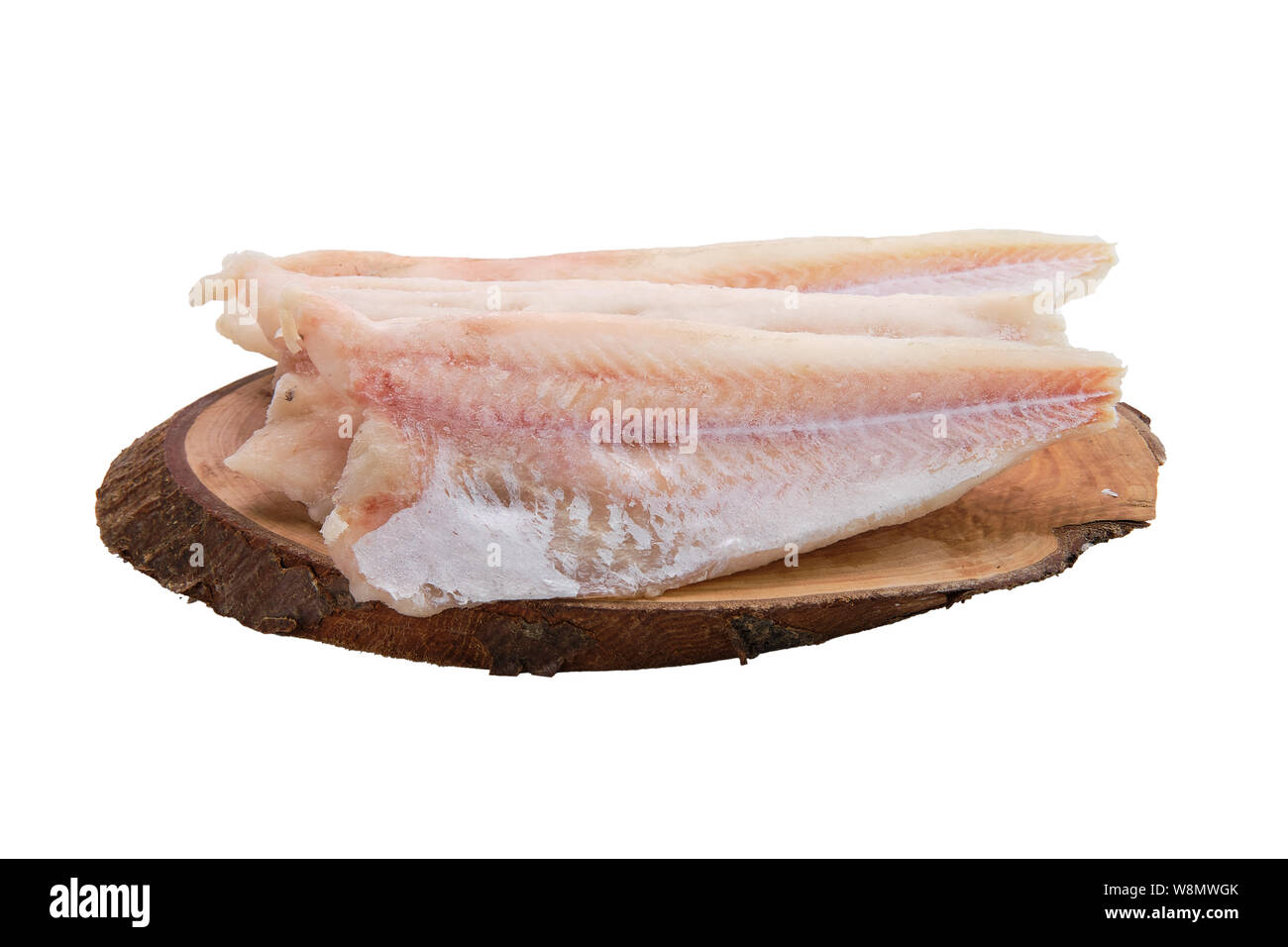 Frozen fillet of pangasius isolated on white Stock Photo