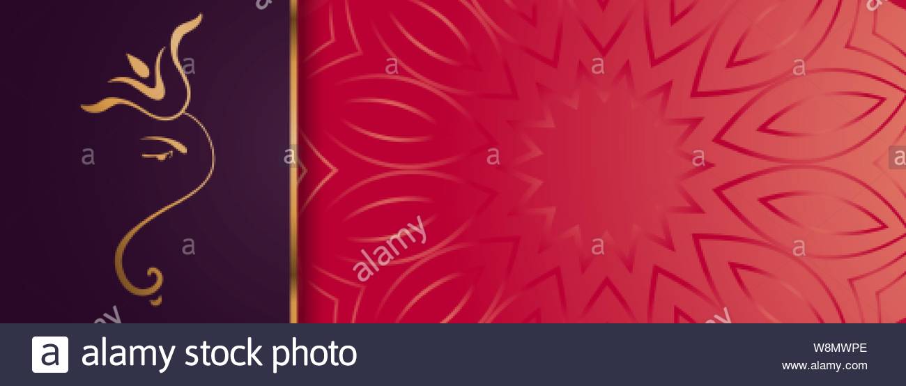 Premium Golden Lord Ganesha Design Banner With Text Space Stock