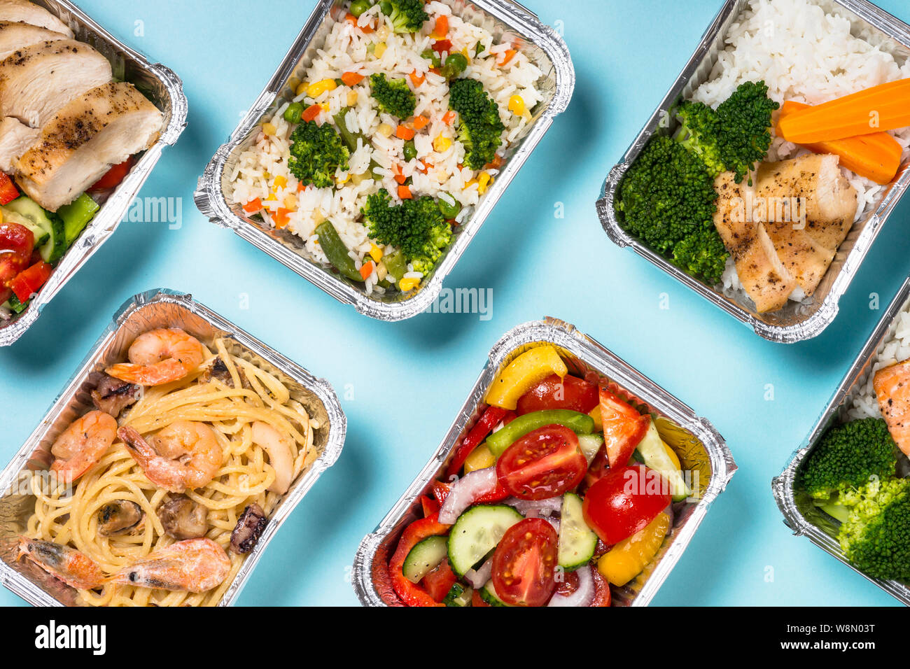 Food delivery concept - healthy lunch in boxes Stock Photo - Alamy