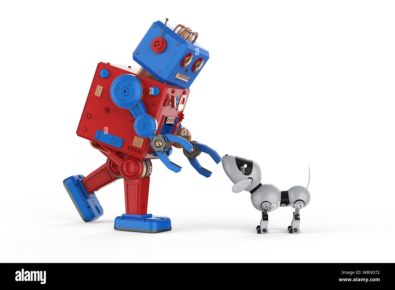 3d rendering artificial intelligence robot with dog robot Stock Photo