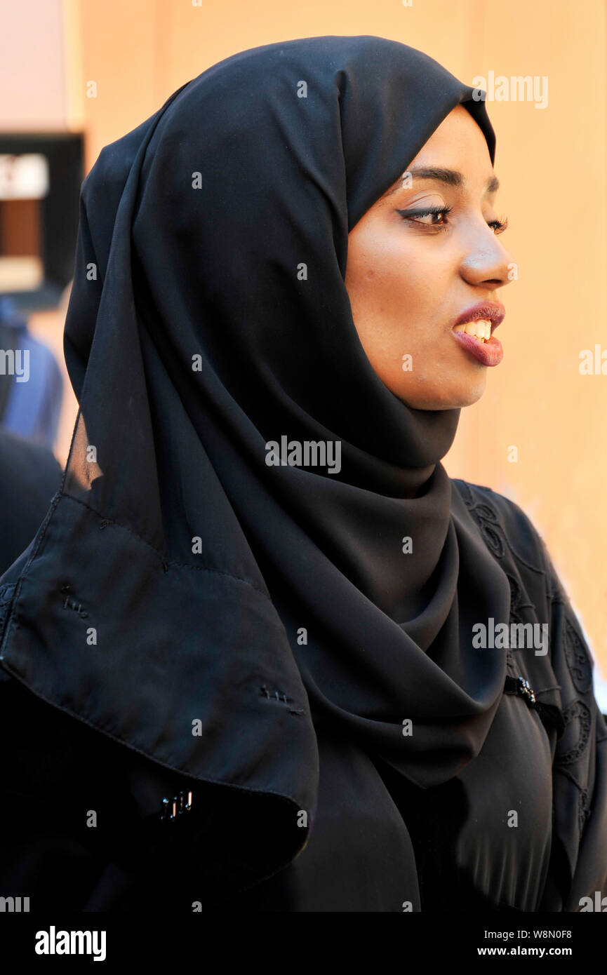 DUBAI, UNITED ARAB EMIRATES, UAE - JUNE 20, 2019: Portrait of a beautiful  Arabian Woman wearing Hijab, Arabian Businesswoman wearing Hijab Stock  Photo - Alamy