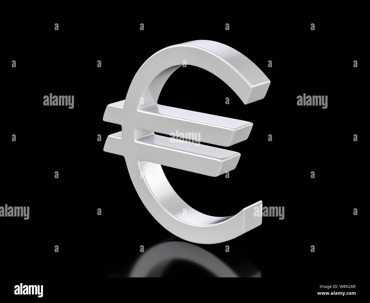 Metallic euro symbol on a black background. 3d illustration Stock Photo ...