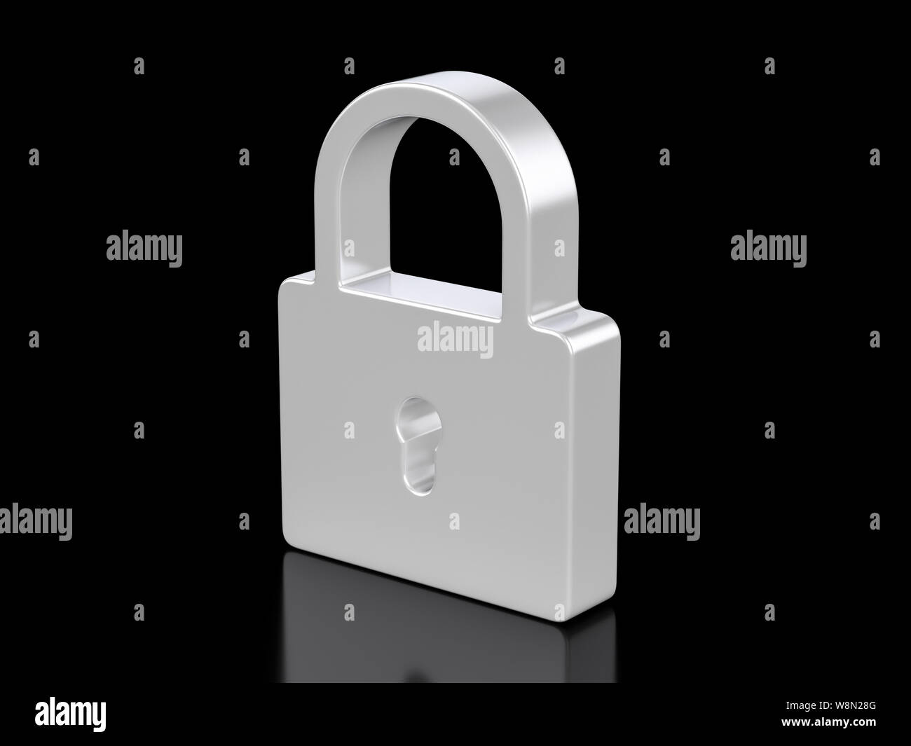 Metallic padlock symbol on a black background. 3d illustration Stock ...