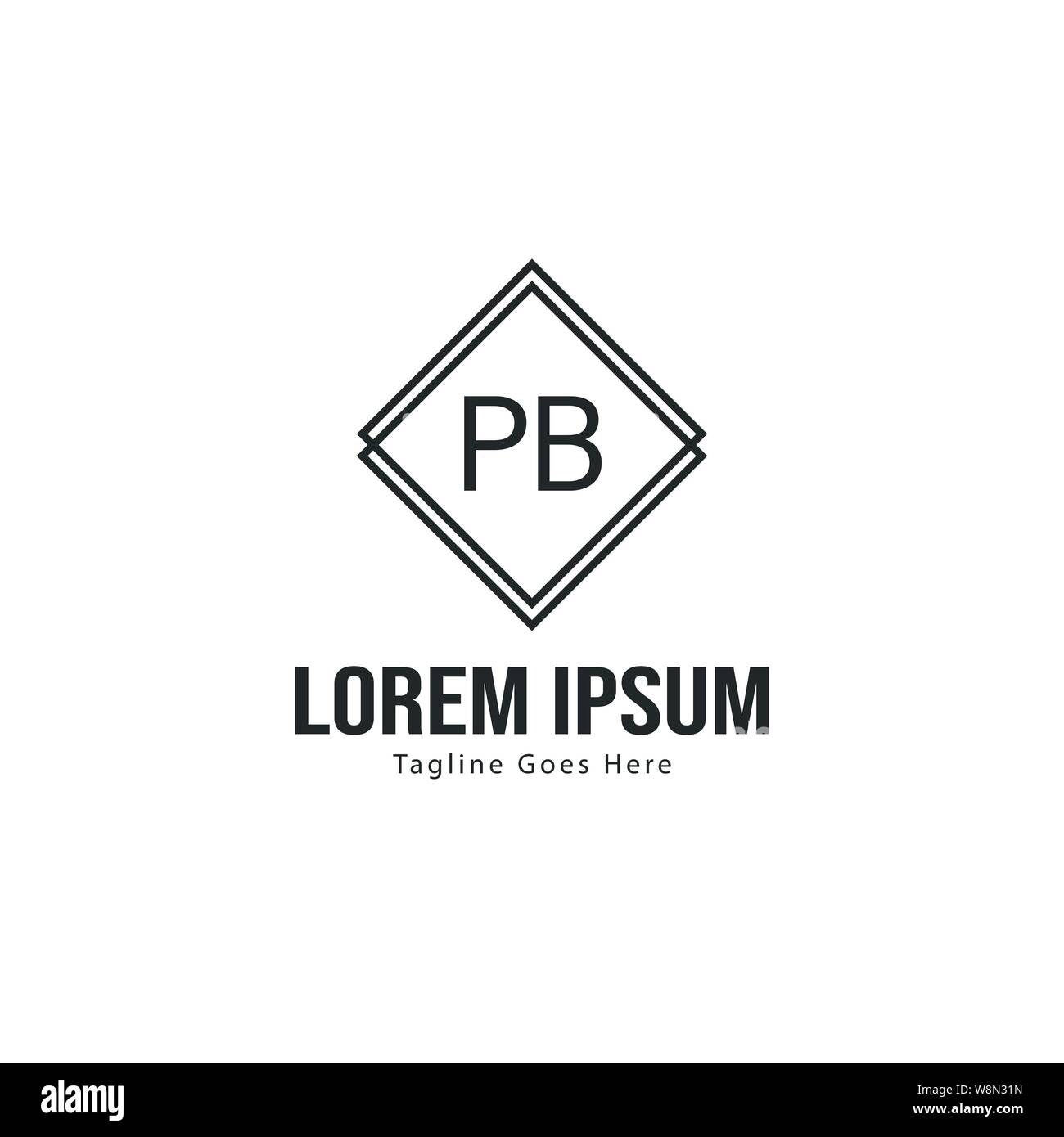 Pb Design Initial PB logo template with modern frame. Minimalist PB letter logo ...