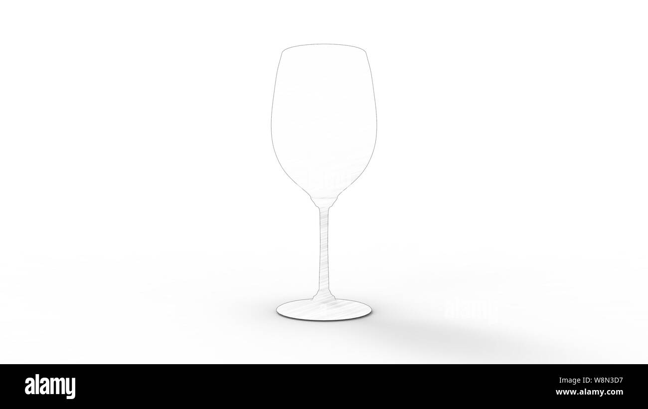 Single wine glass 3d rendering isolated in white studio background Stock Photo