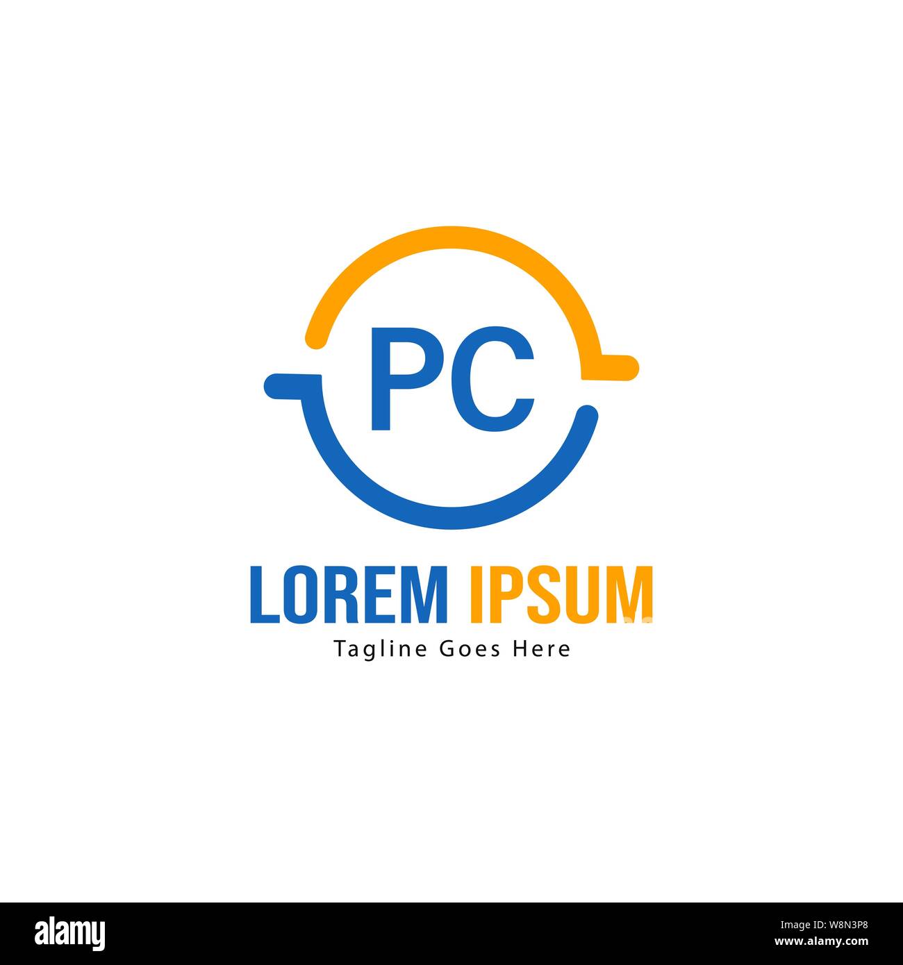 Initial PC logo template with modern frame. Minimalist PC letter logo vector illustration design Stock Vector