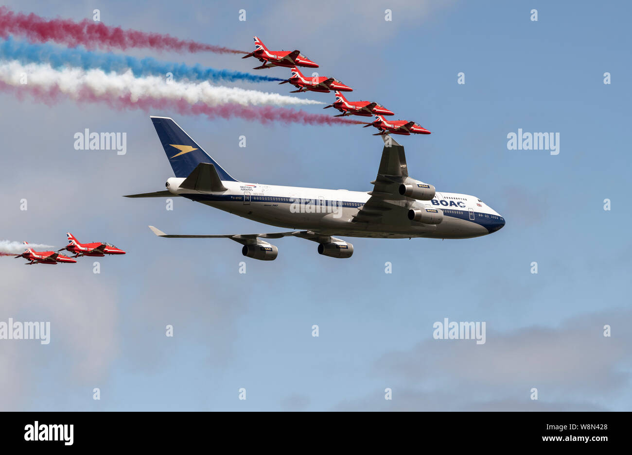 British Airways and the Red Arrows Celebrate British Airway's Centenary. Stock Photo