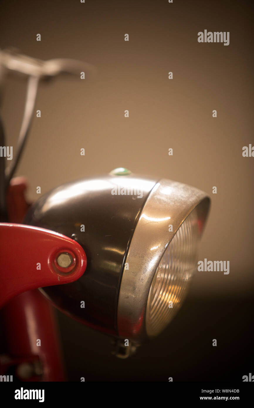 Close up shot of a classic vintage motorcycle headlight Stock Photo - Alamy