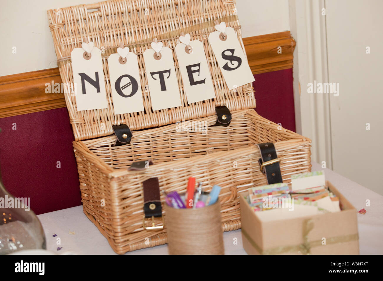 Wicker Card Basket Stock Photo Alamy