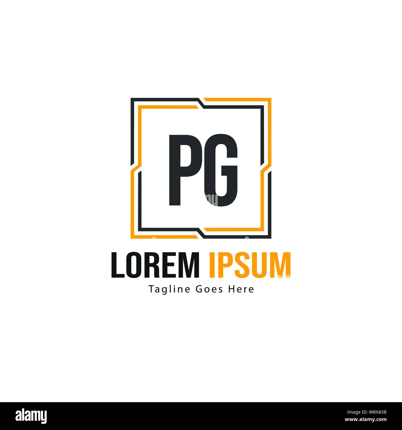 Initial PG logo template with modern frame. Minimalist PG letter logo vector illustration design Stock Vector